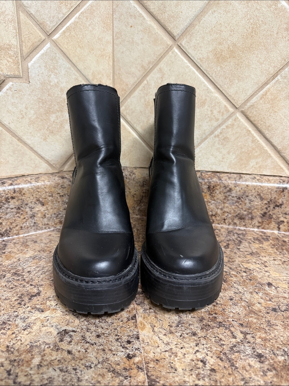 Madden Girl Black Chunky Platform Ankle Boots